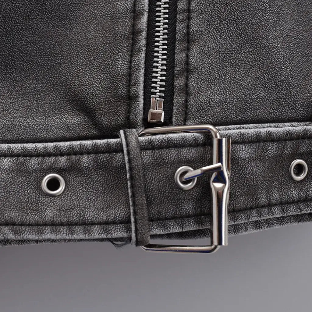 Jaqueta Oversized de Couro Feminina