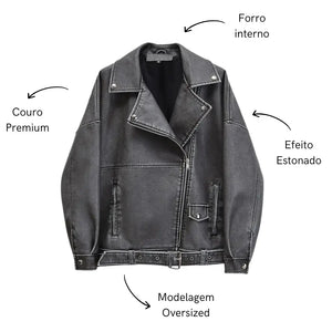 Jaqueta Oversized de Couro Feminina