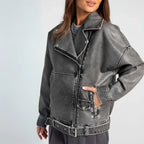 Jaqueta Oversized de Couro Feminina