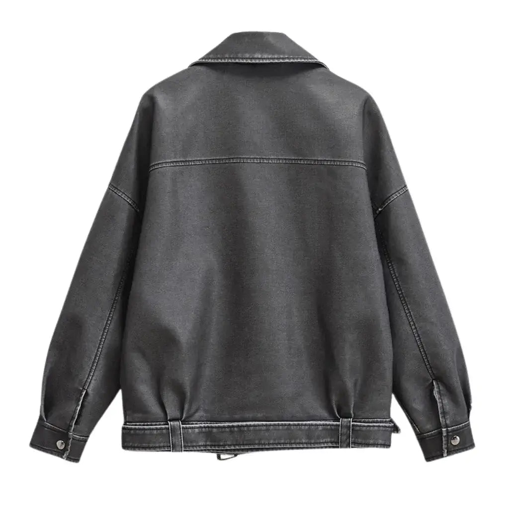 Jaqueta Oversized de Couro Feminina