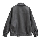 Jaqueta Oversized de Couro Feminina