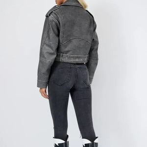 Jaqueta-de-Couro-Feminina-Cinza-Vintage
