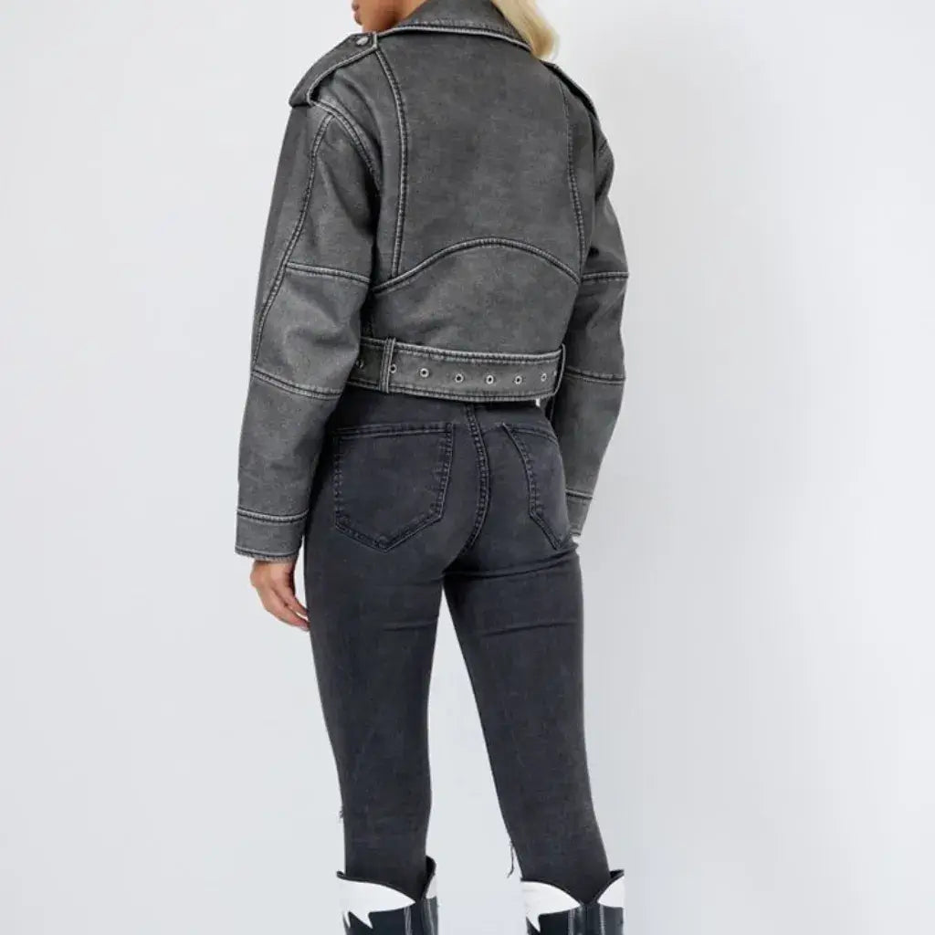 Jaqueta-de-Couro-Feminina-Cinza-Vintage
