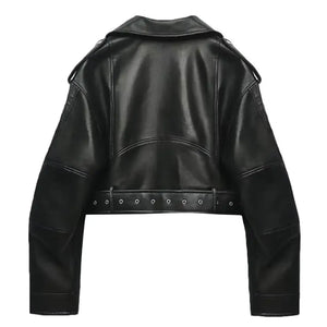 Jaqueta de Couro Feminina Preta Modelo Raven