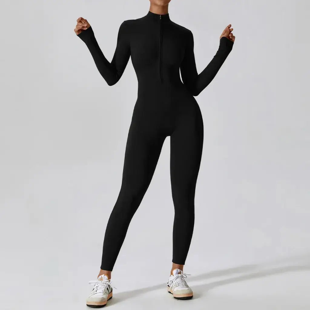 Macacão Academia Feminino Manga Longa Preto