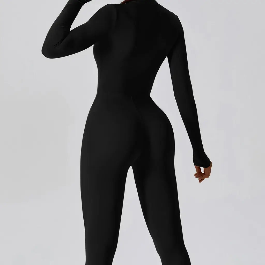 Macacão Academia Feminino Manga Longa Preto