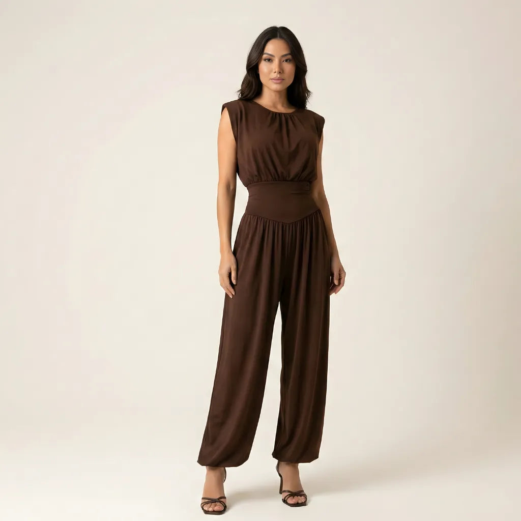 Macacão Feminino Longo Elegante com Cintura Marcada