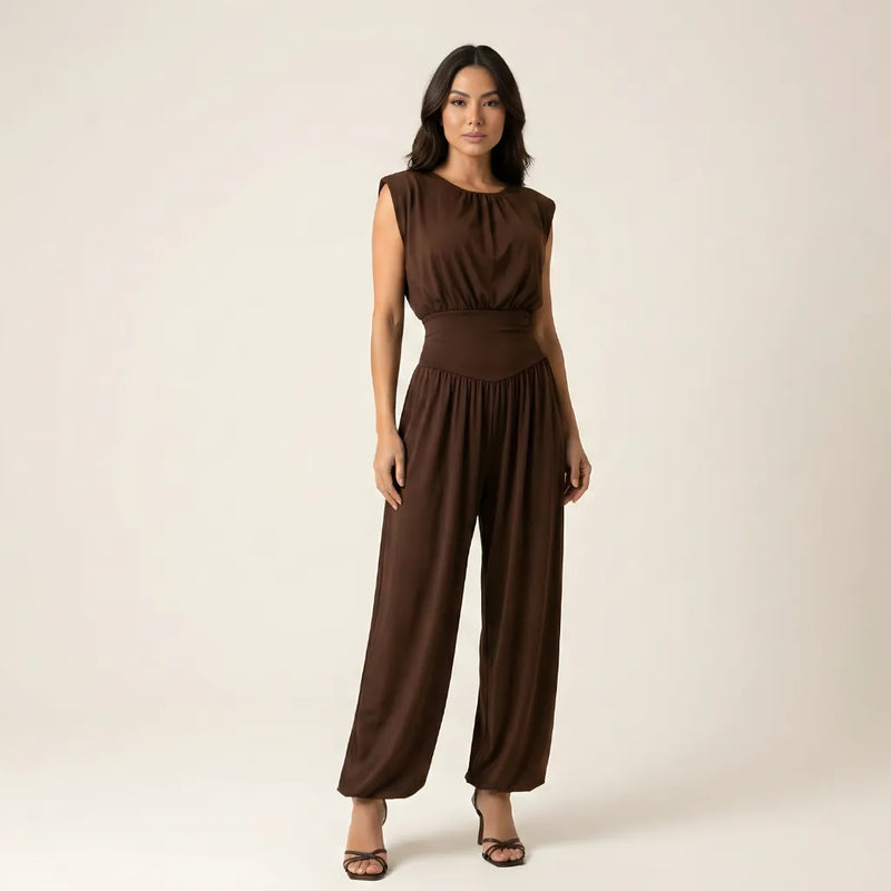 Macacão Feminino Longo Elegante com Cintura Marcada