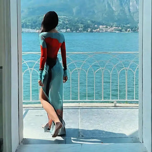 Saida de Praia Azul Tule Longa Elegante