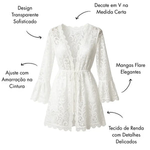 Saída de Praia Curta Rendada Branca