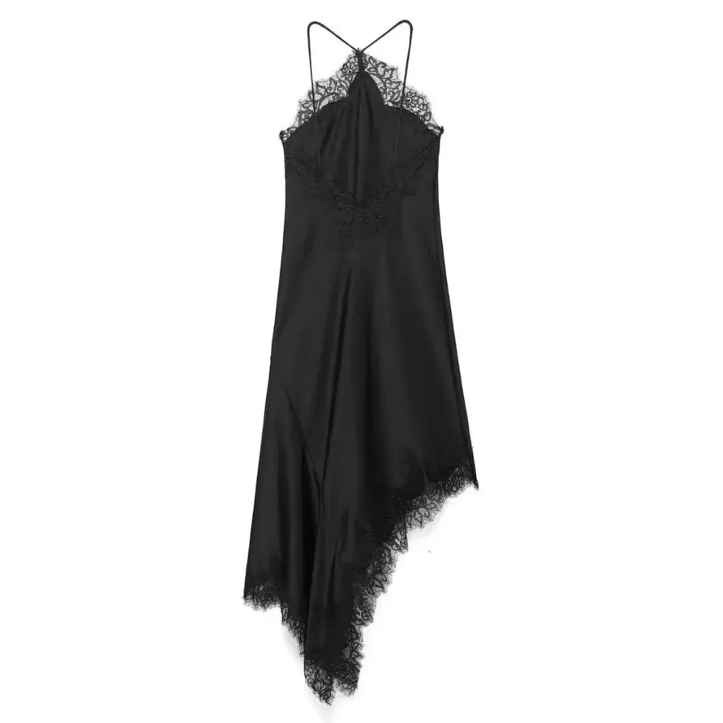 Vestido Assimétrico Acetinado Renda de Festa