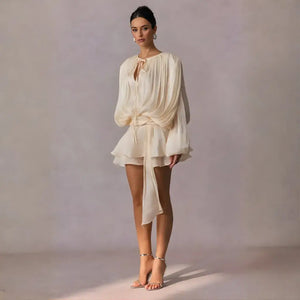 Vestido Boho Chic Babado Curto