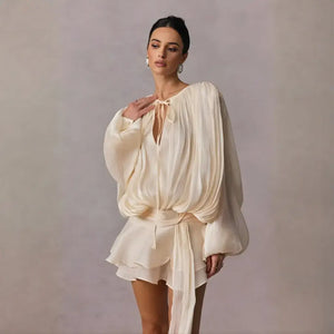 Vestido Boho Chic Babado Curto