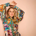 Vestido Boho Chic Estampado Manga Bufante
