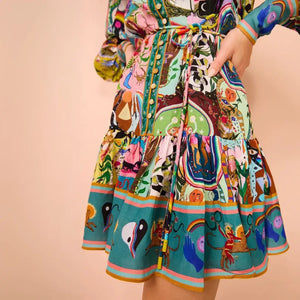 Vestido Boho Chic Estampado Manga Bufante