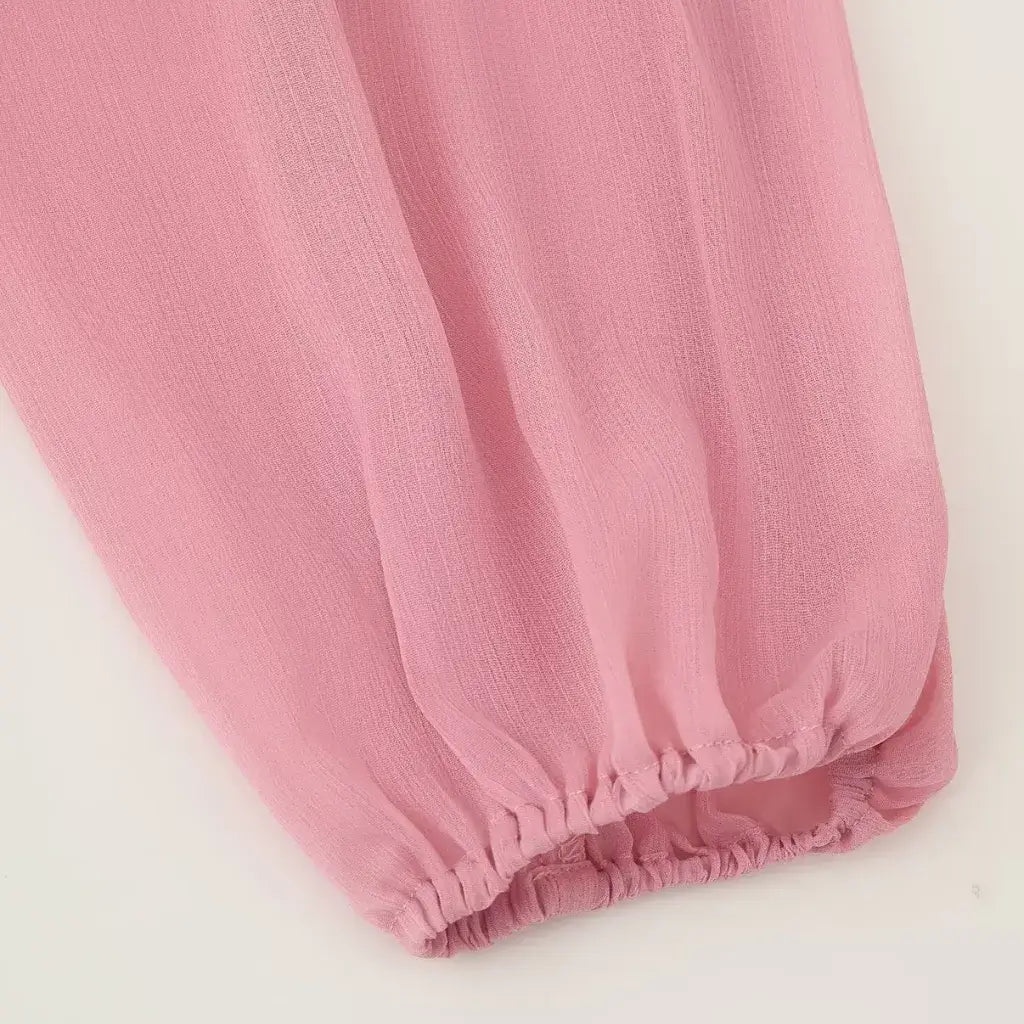 Vestido Boho Chic Longo Rosa com Babado Elegante