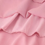 Vestido Boho Chic Longo Rosa com Babado Elegante
