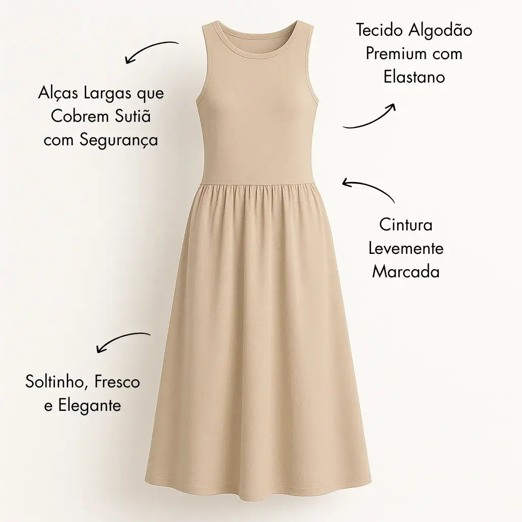 Vestido Casual Básico Longo Feminino