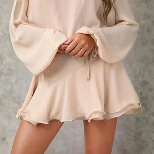 Vestido Curto Feminino Um Ombro Só Manga Longa