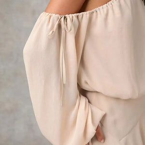 Vestido Curto Feminino Um Ombro Só Manga Longa