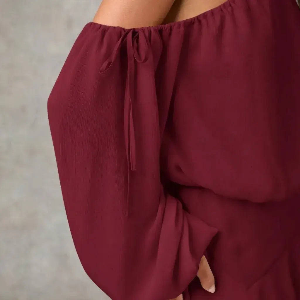 Vestido Curto Feminino Um Ombro Só Manga Longa