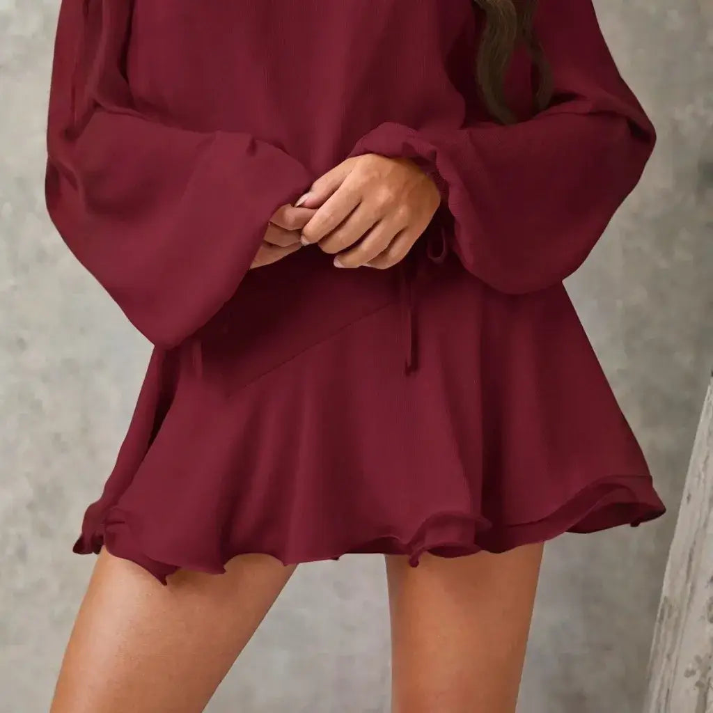 Vestido Curto Feminino Um Ombro Só Manga Longa