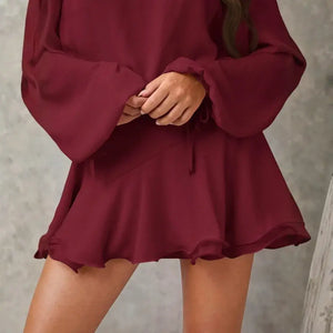 Vestido Curto Feminino Um Ombro Só Manga Longa