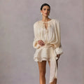 Vestido Boho Chic Babado Curto