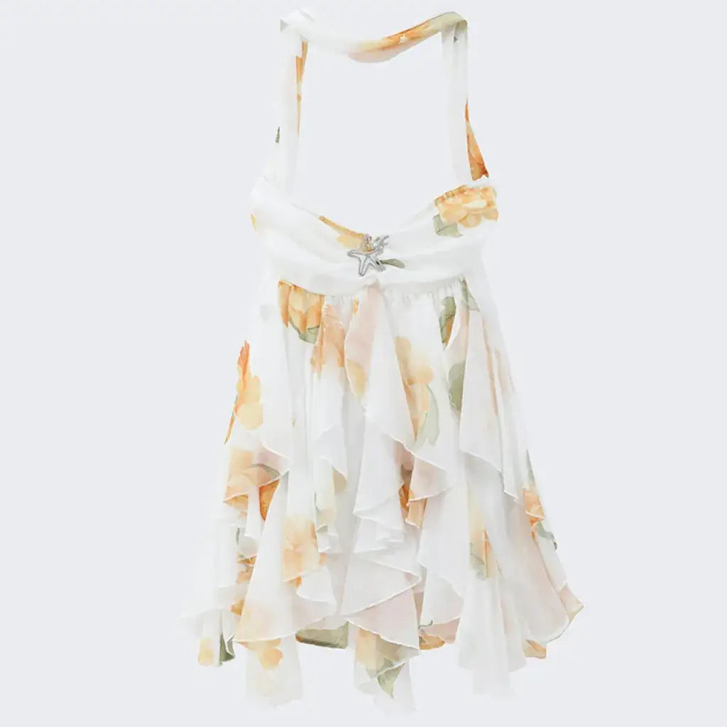 Vestido Feminino Leve Estampado Floral Curto