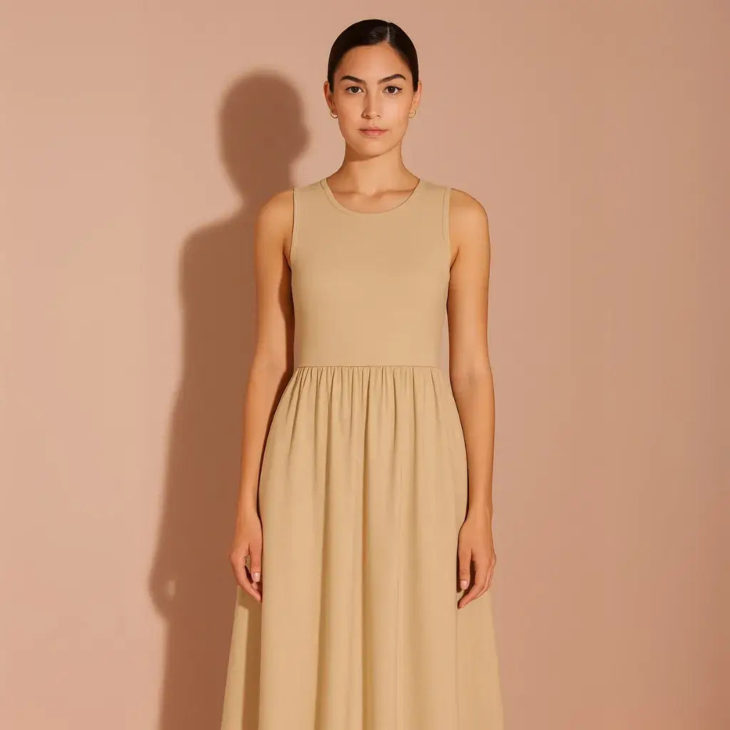 Vestido Longo Bege Modelo Betina