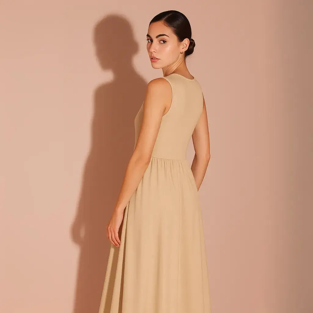 Vestido Longo Bege Modelo Betina