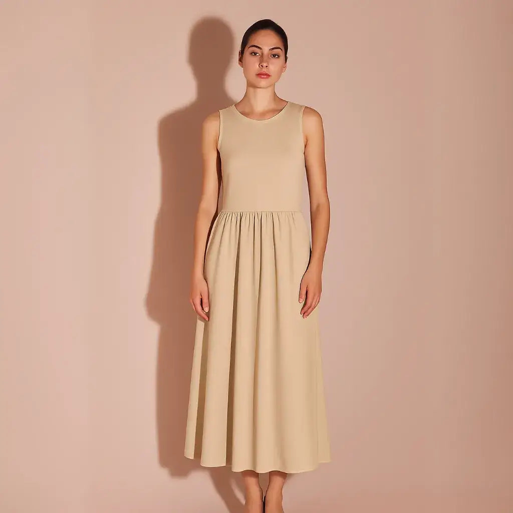Vestido Longo Bege Modelo Betina