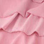 Textura leve do tecido chiffon rosa usado no vestido longo boho chic