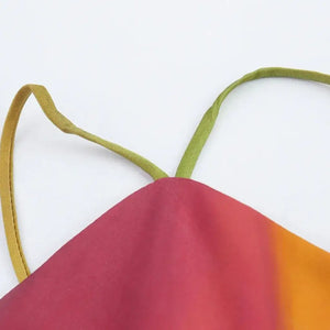 Vestido Longo Cetim Estampado Aquarela Elegante