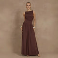 Vestido Longo Drapeado Elegante Básico