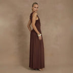 Vestido Longo Drapeado Elegante Básico