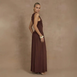 Vestido Longo Drapeado Elegante Básico