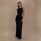 Vestido Longo Elegante Drapeado com Fenda Sofisticada