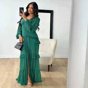 Vestido Longo Fluido Boho Chic com Babados Elegantes