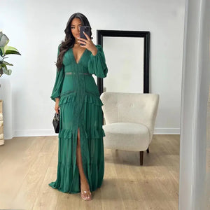 Vestido Longo Fluido Boho Chic com Babados Elegantes