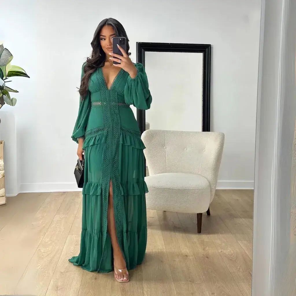 Vestido Longo Fluido Boho Chic com Babados Elegantes