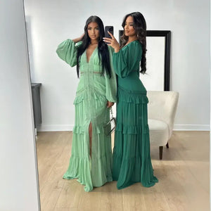 Vestido Longo Fluido Boho Chic com Babados Elegantes