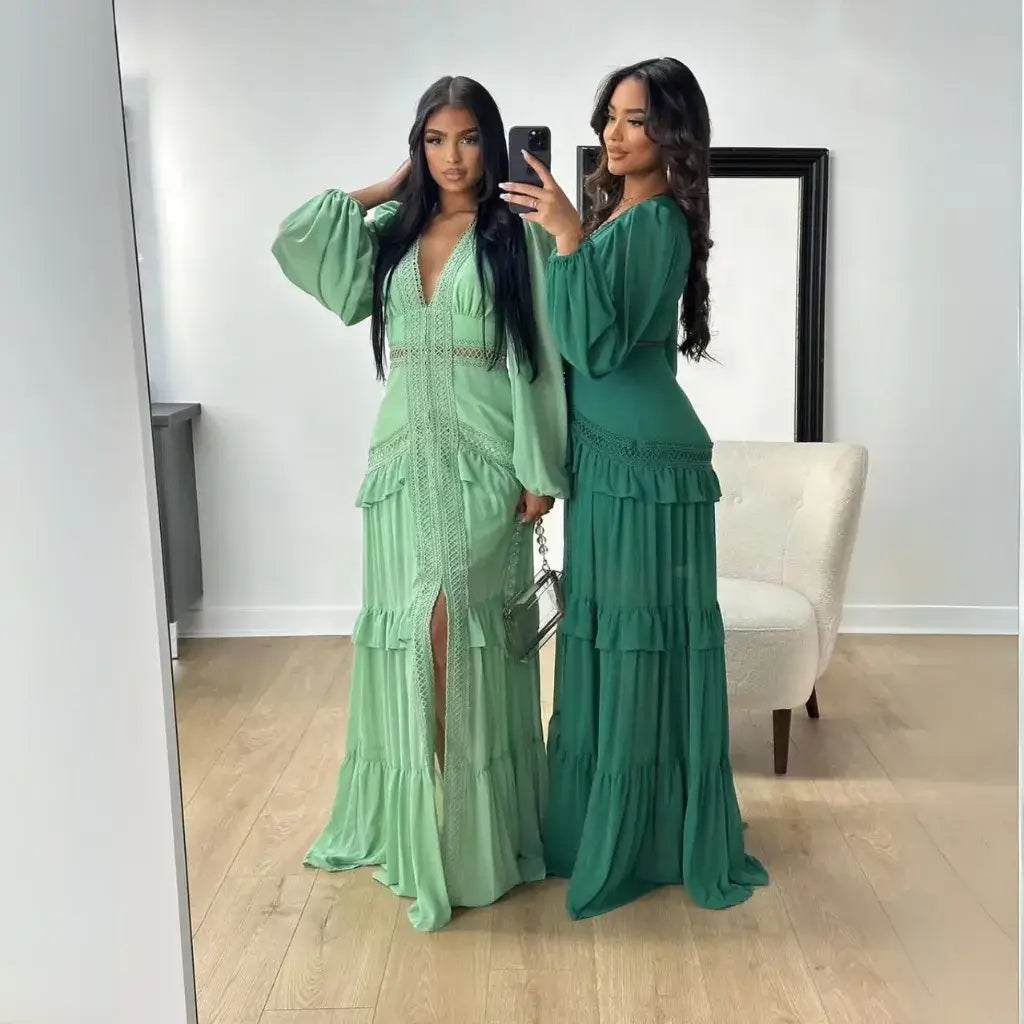 Vestido Longo Fluido Boho Chic com Babados Elegantes