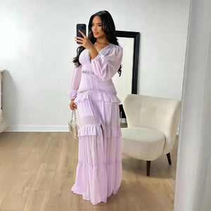 Vestido Longo Fluido Boho Chic com Babados Elegantes