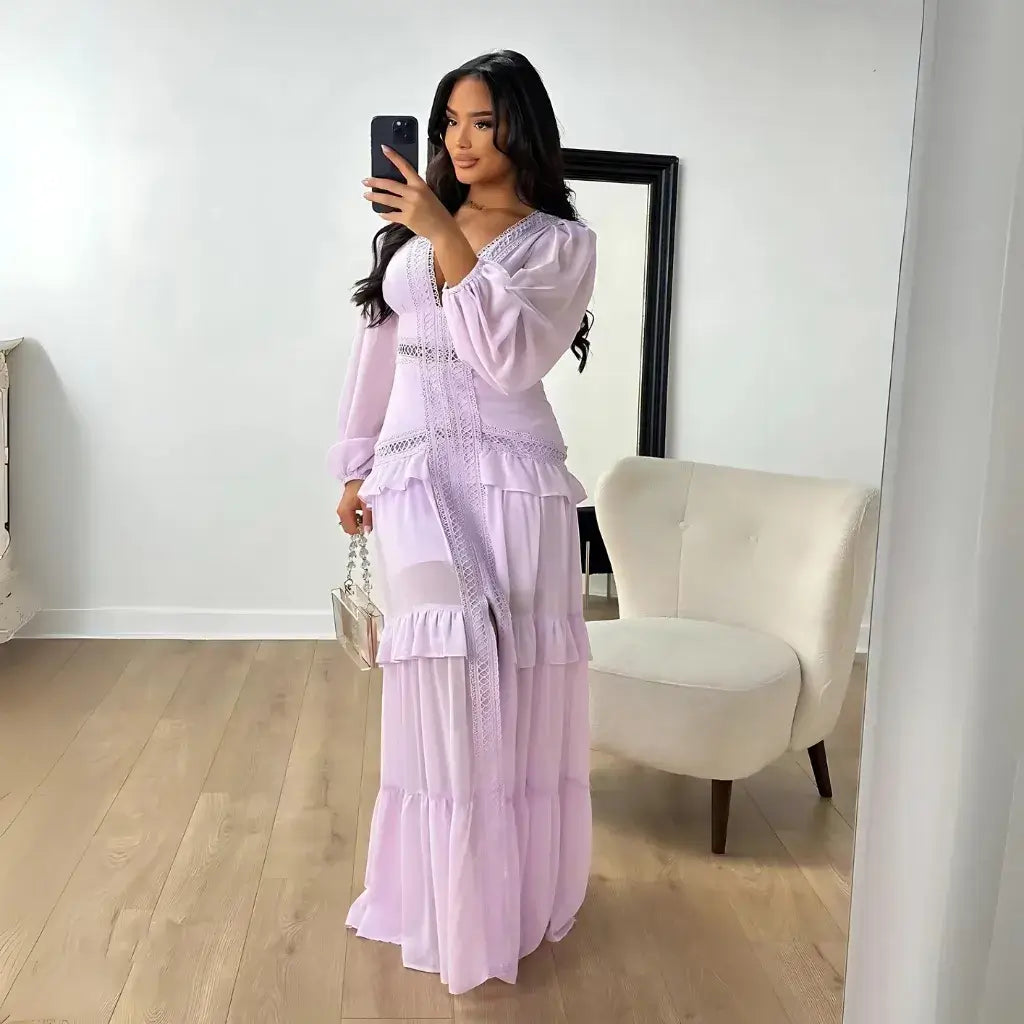 Vestido Longo Fluido Boho Chic com Babados Elegantes