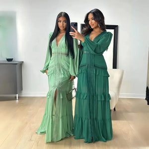 Vestido Longo Fluido Boho Chic com Babados Elegantes