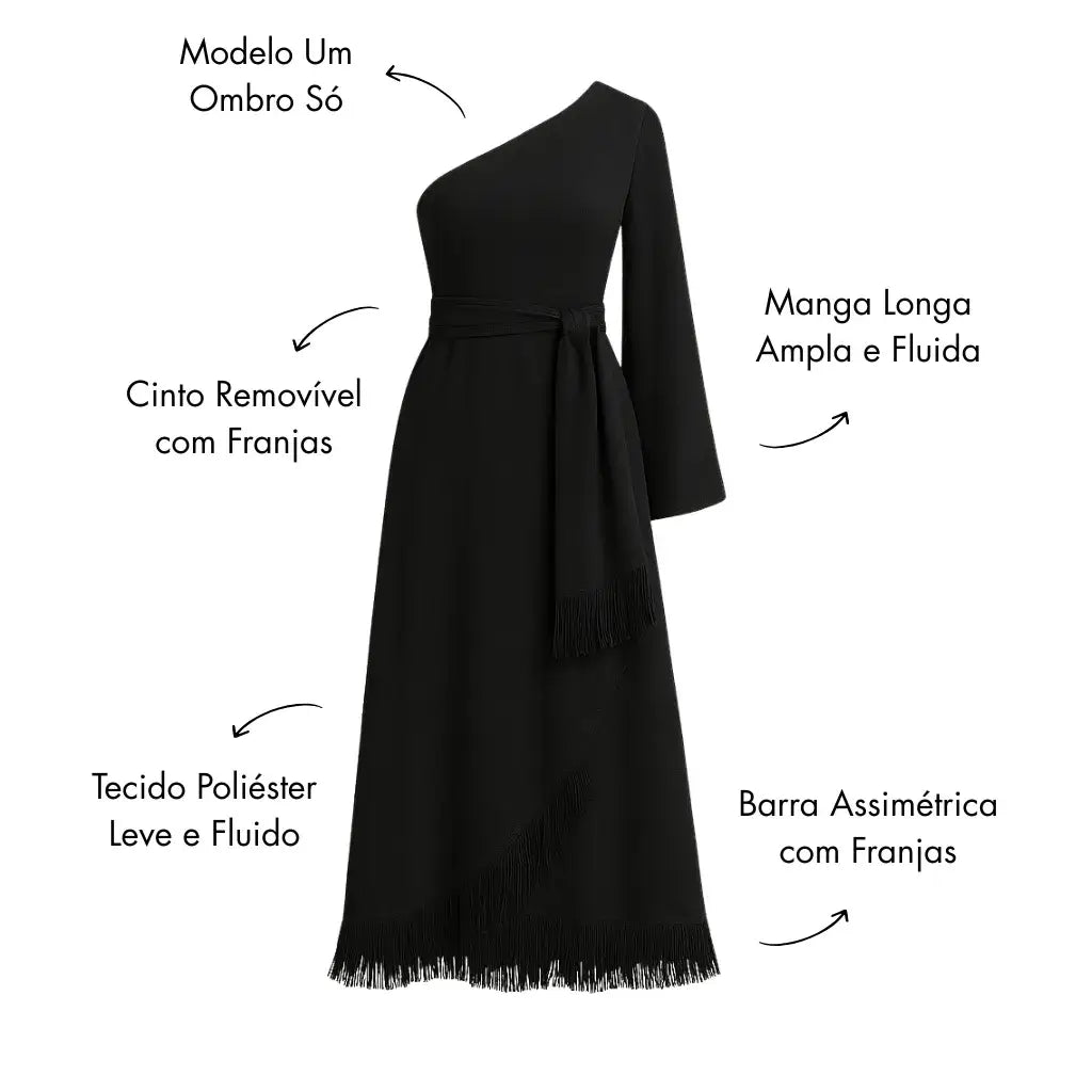 Vestido Longo Preto Modelo Radiant