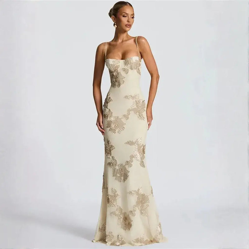 Vestido Longo de Festa Feminino com Costas Abertas