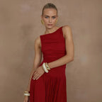 Vestido Longo de Festa com Decote Assimétrico Elegante