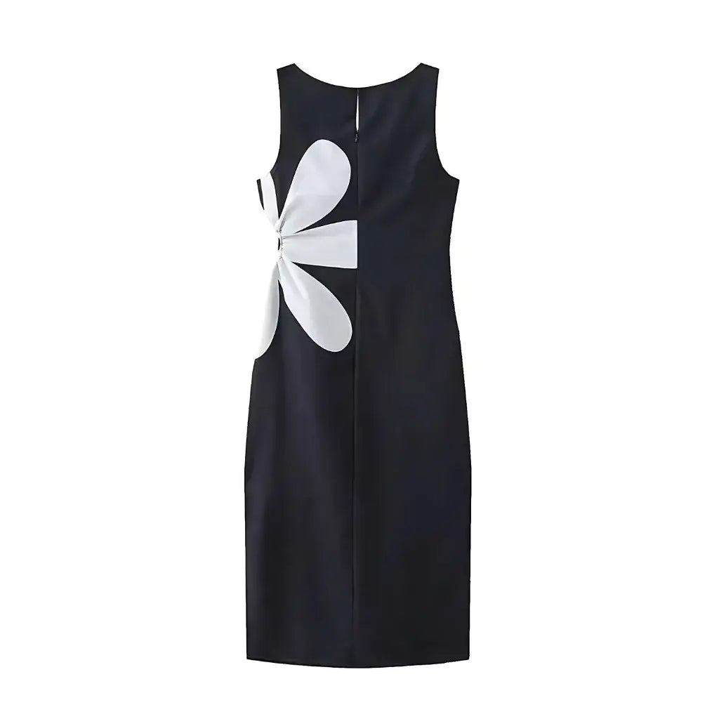 Vestido Midi Floral Elegante com Recorte Lateral